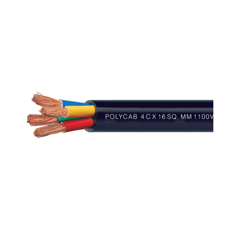 Polycab 4 Sqmm, 5 Core Pvc Ins. & Sheathed Copper Flexible Cable Black As Per Is 694 (Per Meter ) - product image